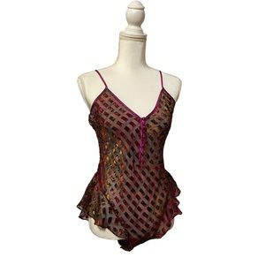 Victoria’s Secret Gold Label Sheer Teddy Purple 90s Woodland Fairy Gothic Fairy